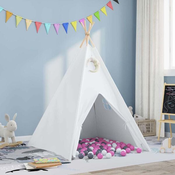 vidaXL Teepee &scaron;ator Bijelo 120 x 120 x 150 cm Tkanina i plastika