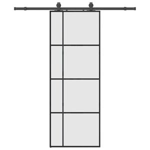 vidaXL Klizna vrata s priborom crna 76 x 205 cm od ESG stakla