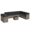 vidaXL 11-dijelni set vrtnih sofa od poliratana s jastucima sivi