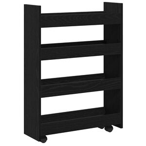 vidaXL Uska kolica za pohranu Crni hrast 60 x 20 x 82 cm