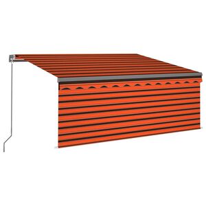 vidaXL Tenda na ručno uvlačenje i roleta LED 3,5x2,5m narančasto-smeđa