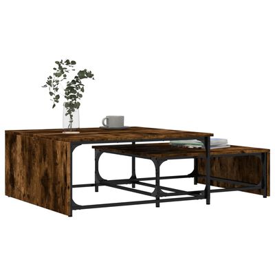 vidaXL Uklapajući stolići za kavu 2 kom boja hrasta od drva i metala