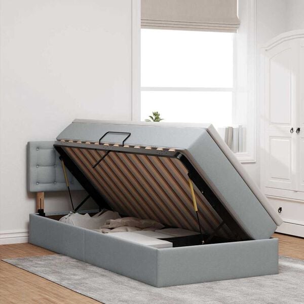 vidaXL Krevet s madracem i skladi&scaron;tem Svijetlo siva 90 x 200 cm