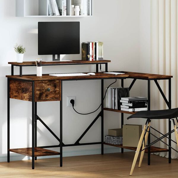 vidaXL Stol Dimljeni hrast 120 x 79 x 86,5 cm Konstruirano drvo