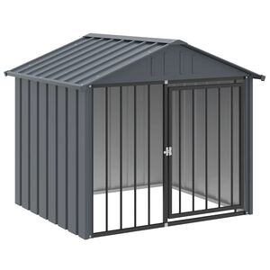 vidaXL Kućica za pse s krovom crna 117 x 103 x 102 cm pocinčani čelik