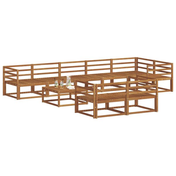 vidaXL Set vanjskih sofa 9 pcs Prirodna Čvrsto drvo akacije