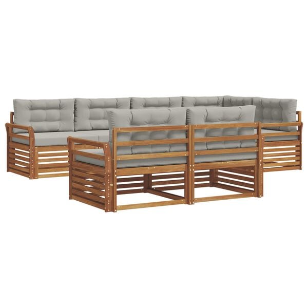 vidaXL Set vanjskih sofa s jastukom 7 pcs Prirodna i svijetlo siva