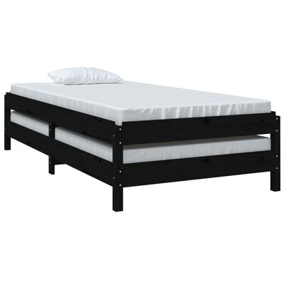 vidaXL Složivi krevet crni 75 x 190 cm od masivne borovine