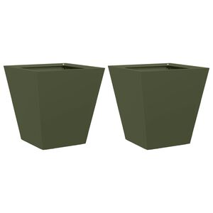 vidaXL Vrtne sadilice 2 kom maslinastozelene 30x30x30 cm čelične