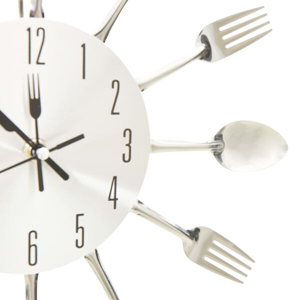 325162 vidaXL Wall Clock with Spoon and Fork Design Silver 31 cm Aluminium
