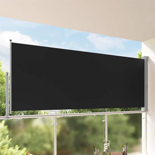 vidaXL Uvlačiva bočna tenda za terasu 140 x 300 cm crna