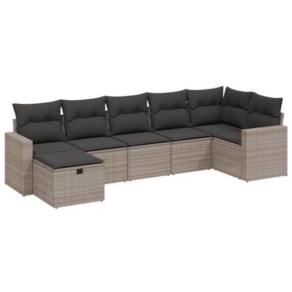 vidaXL 7-dijelni set vrtnih sofa sivi od poliratana