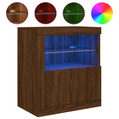 vidaXL Komoda s LED svjetlima boja smeđeg hrasta 60,5x37x67 cm