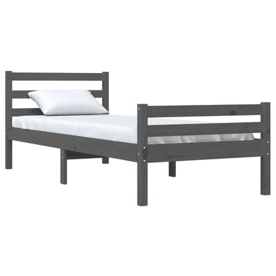 vidaXL Okvir za krevet od masivnog drva sivi 90 x 190 cm mali