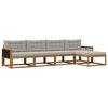 vidaXL Set vanjskih sofa s jastukom 5 pcs Prirodna i Svjetlosiva