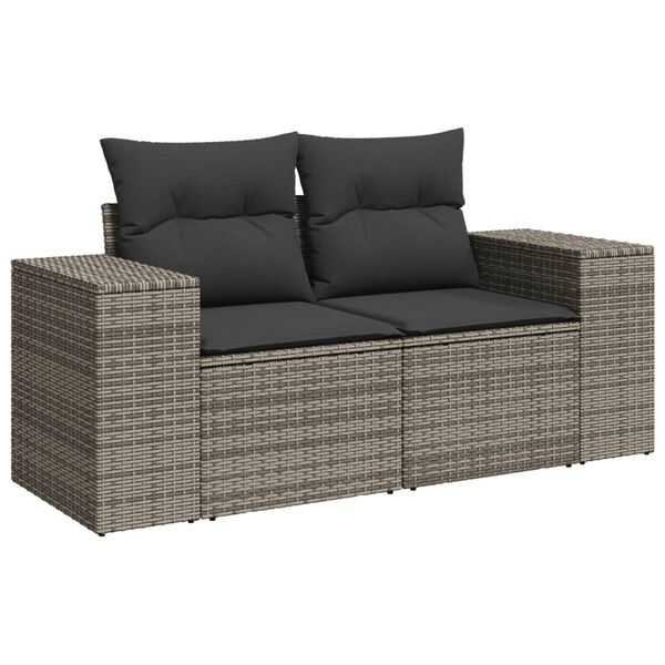 vidaXL 9-dijelni set vrtnih sofa od poliratana s jastucima sivi