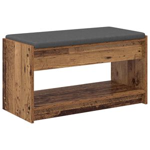 vidaXL Klupa za hodnik s jastukom s policom Staro drvo 83 x 38 x 45 cm