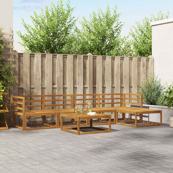 vidaXL Set vanjskih sofa s jastukom 6 pcs Prirodna i antracit