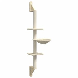 vidaXL Zidna penjalica za mačke sa stupom za grebanje krem 142,5 cm