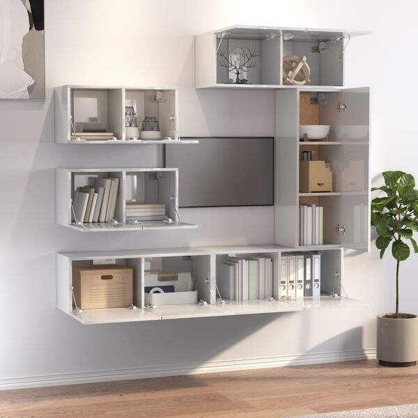 vidaXL 6-dijelni set TV ormarića sjajni bijeli drveni