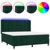 vidaXL Krevet box spring s madracem LED tamnozeleni 160x200 cm bar&scaron;un
