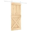vidaXL Klizna vrata 100 x 210 cm Masivna borovina Prirodna i bijela