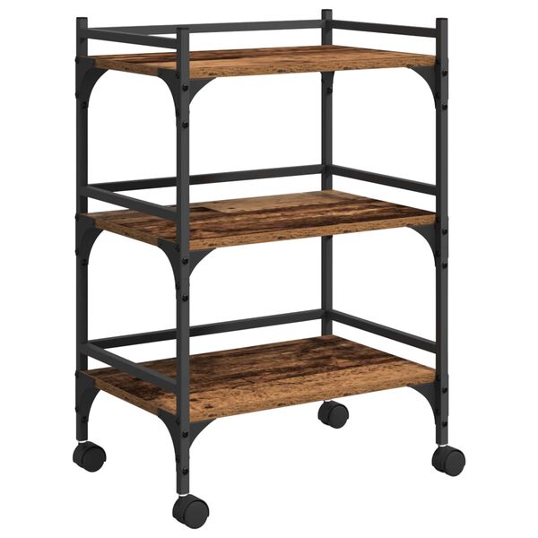 vidaXL Kuhinjski kolica Staro drvo 50 x 35 x 75.5 cm Konstruirano drvo