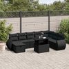vidaXL 9-dijelni set vrtnih sofa s jastucima crni od poliratana