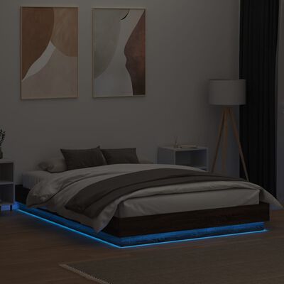 vidaXL Okvir kreveta s LED svjetlima smeđa boja hrasta 150 x 200 cm