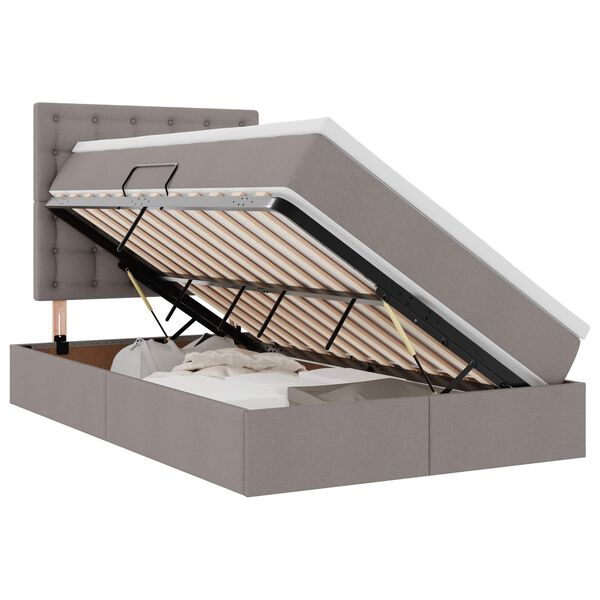 vidaXL Krevet s prostorom za pohranu s LED-om Sivo-smeđa 120 x 200 cm