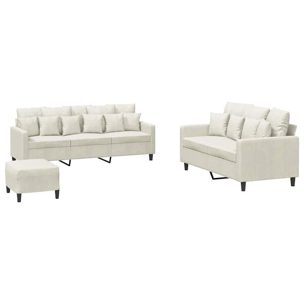 vidaXL 3-dijelni set sofa s jastucima krem bar&scaron;unasti