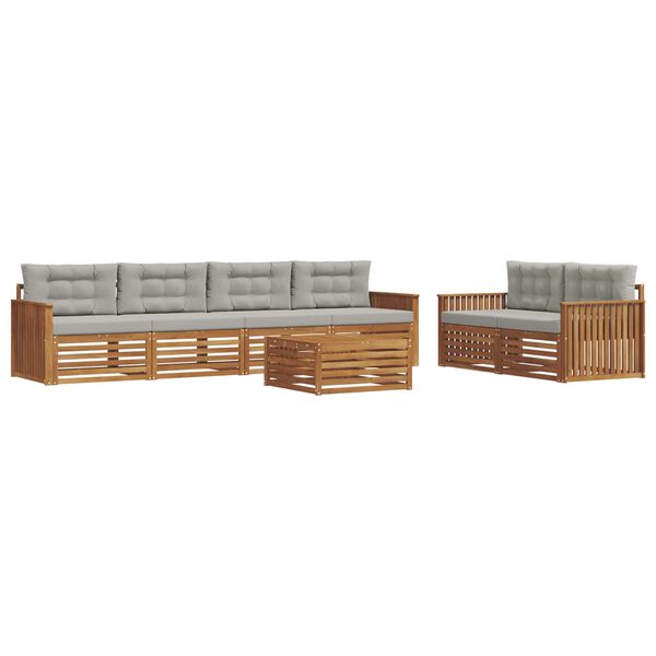 vidaXL Set vanjskih sofa s jastukom 7 pcs Prirodna i svijetlo siva