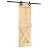 vidaXL Klizna vrata Prirodna i crna 70 x 210 cm Čvrsta borovina