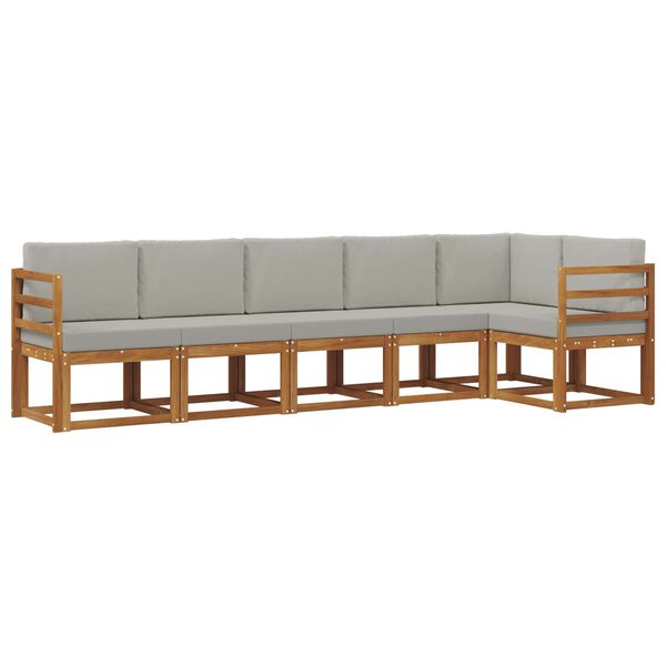 vidaXL Set vanjskih sofa s jastukom 6 pcs Prirodna i svijetlo siva