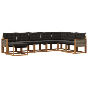 vidaXL Set vanjskih sofa s jastukom 8 pcs Prirodna i crna