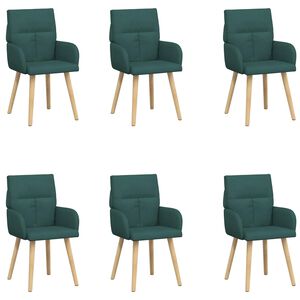 vidaXL Trpezarijske stolice 6 pcs Tkanina Tamnozelena 60 x 56 x 96 cm