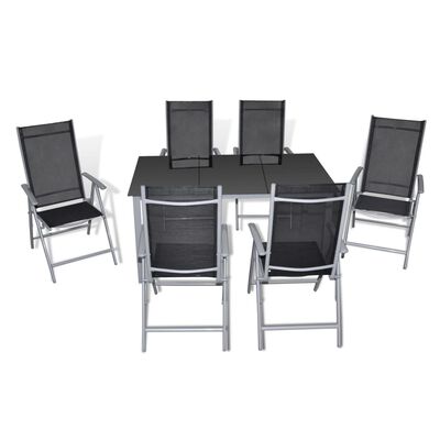 vidaXL 7-dijelni vrtni blagovaonski set sa sklopivim stolicama aluminijski
