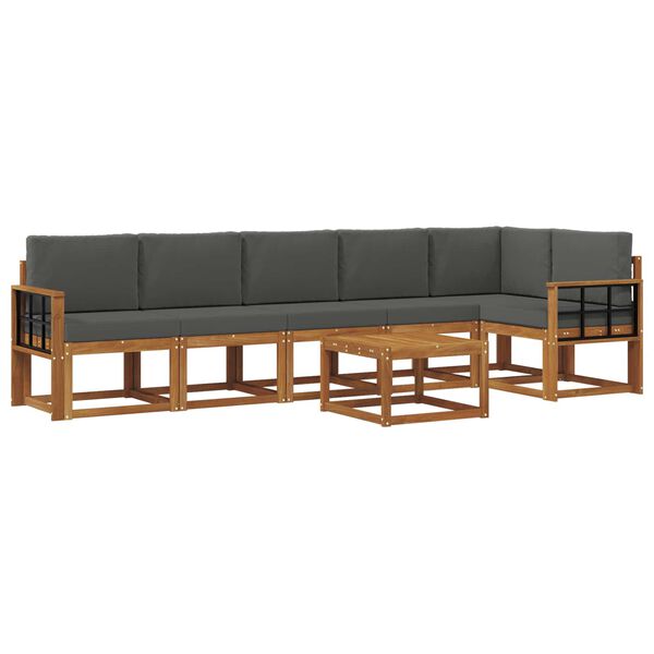 vidaXL Set vanjskih sofa s jastukom 7 pcs Prirodna i antracit