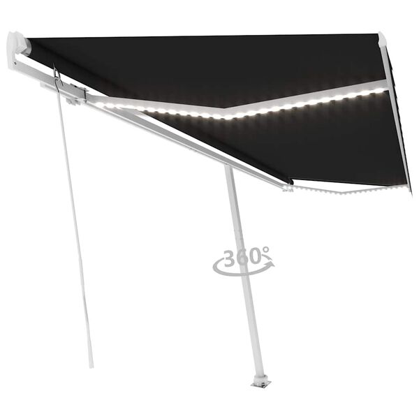 vidaXL Tenda na ručno uvlačenje s LED svjetlima 500 x 300 cm antracit