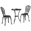 vidaXL Bistro set za vrt 3 pcs Crna Aluminij
