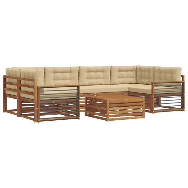 vidaXL Set vanjskih sofa s jastukom 8 pcs Prirodna i bež