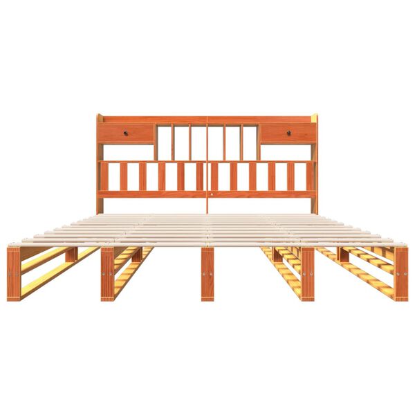 vidaXL Krevet s regalom za knjige bez madraca 200x200 cm od borovine