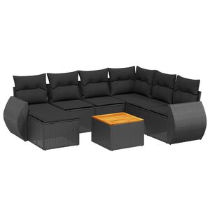 vidaXL 8-dijelni set vrtnih sofa od poliratana s jastucima crni