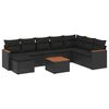 vidaXL 9-dijelni set vrtnih sofa s jastucima crni od poliratana