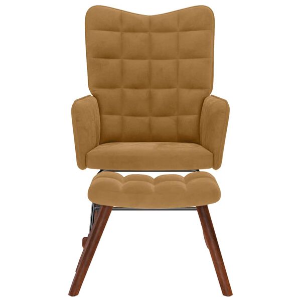 vidaXL Stolica za ljuljanje s osloncem za noge smeđa bar&scaron;unasta