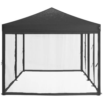 vidaXL Sklopivi šator za zabave s bočnim zidovima 3 x 6 m antracit