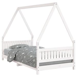 vidaXL Okvir za dječji krevet bijeli 90 x 190 cm od masivne borovine
