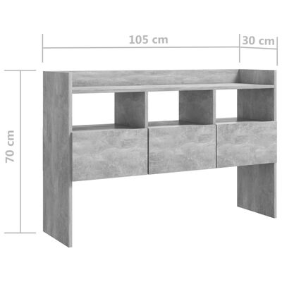 vidaXL Komoda siva boja betona 105 x 30 x 70 cm od iverice