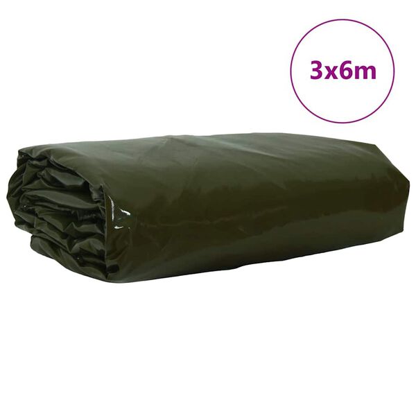 vidaXL Cerada 650g / m² Maslinasto zelena 3 x 6 m Platno s PVC premazom