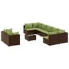 vidaXL 10-dijelni set vrtnih sofa od poliratana s jastucima smeđi